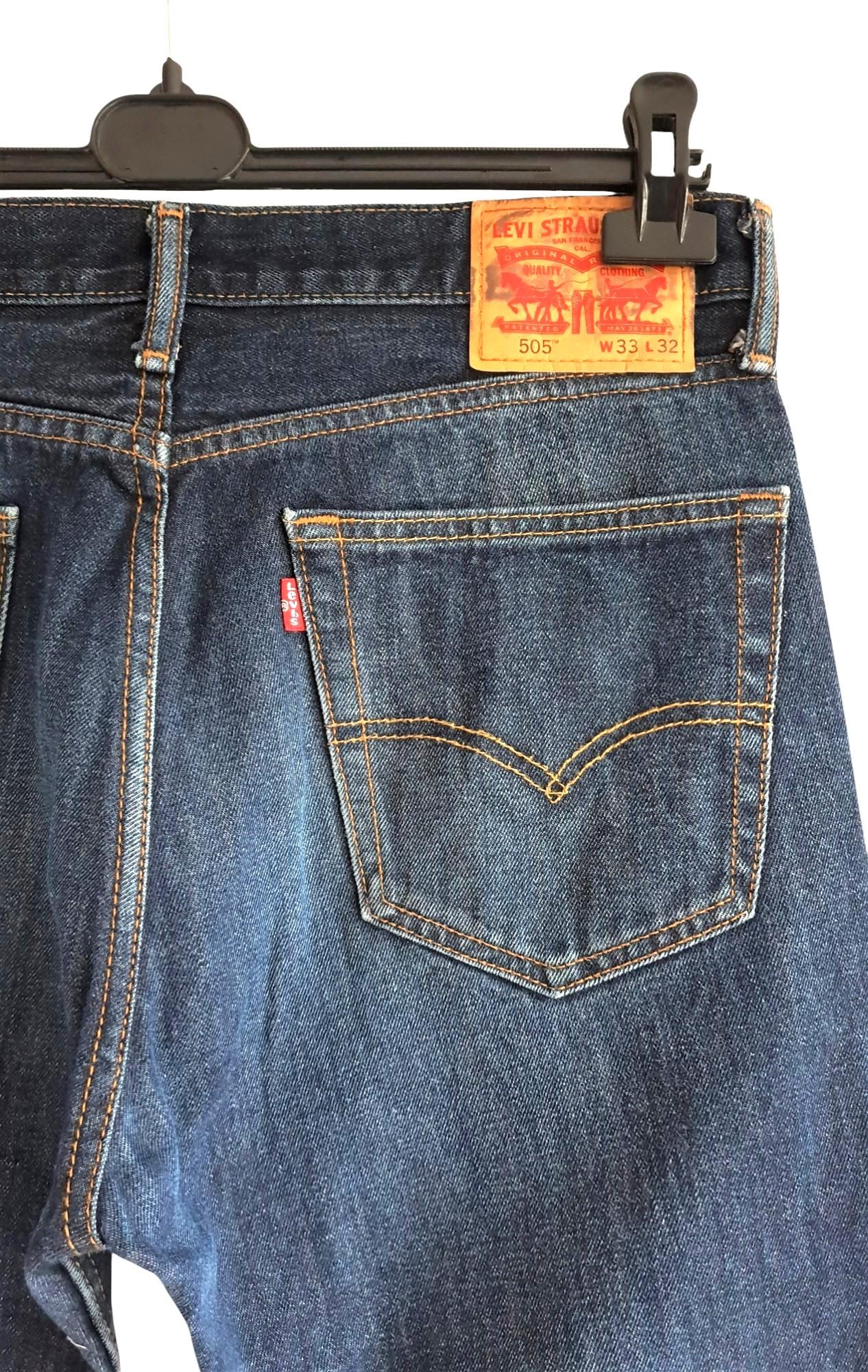 Levis 505 Jeans Dark Blue Denim Vintage Levi's Pants Size W33 L32