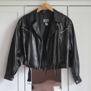 Vintage Black Leather Biker Rocker Motorcycle Jacket Paris - Etsy