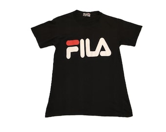 Camiseta vintage Fila de algodón negra para mujer, talla XS/S