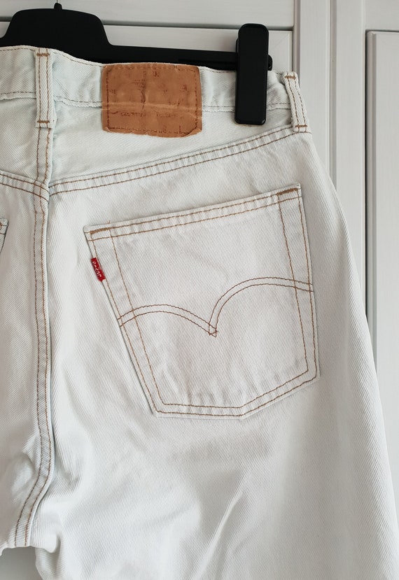 Vintage Levis 508 Shorts Jeans White Light Blue D… - image 6