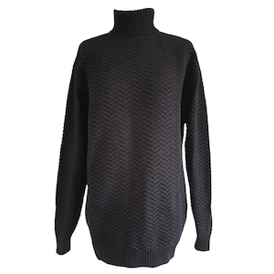 Vintage Turtleneck Black Cotton Scandinavian Pullover These Glort Days Men Size M