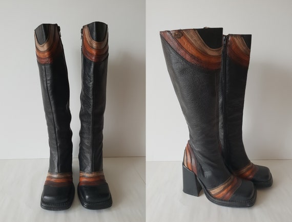 Vintage Leather Boots Buffalo London Women Block H
