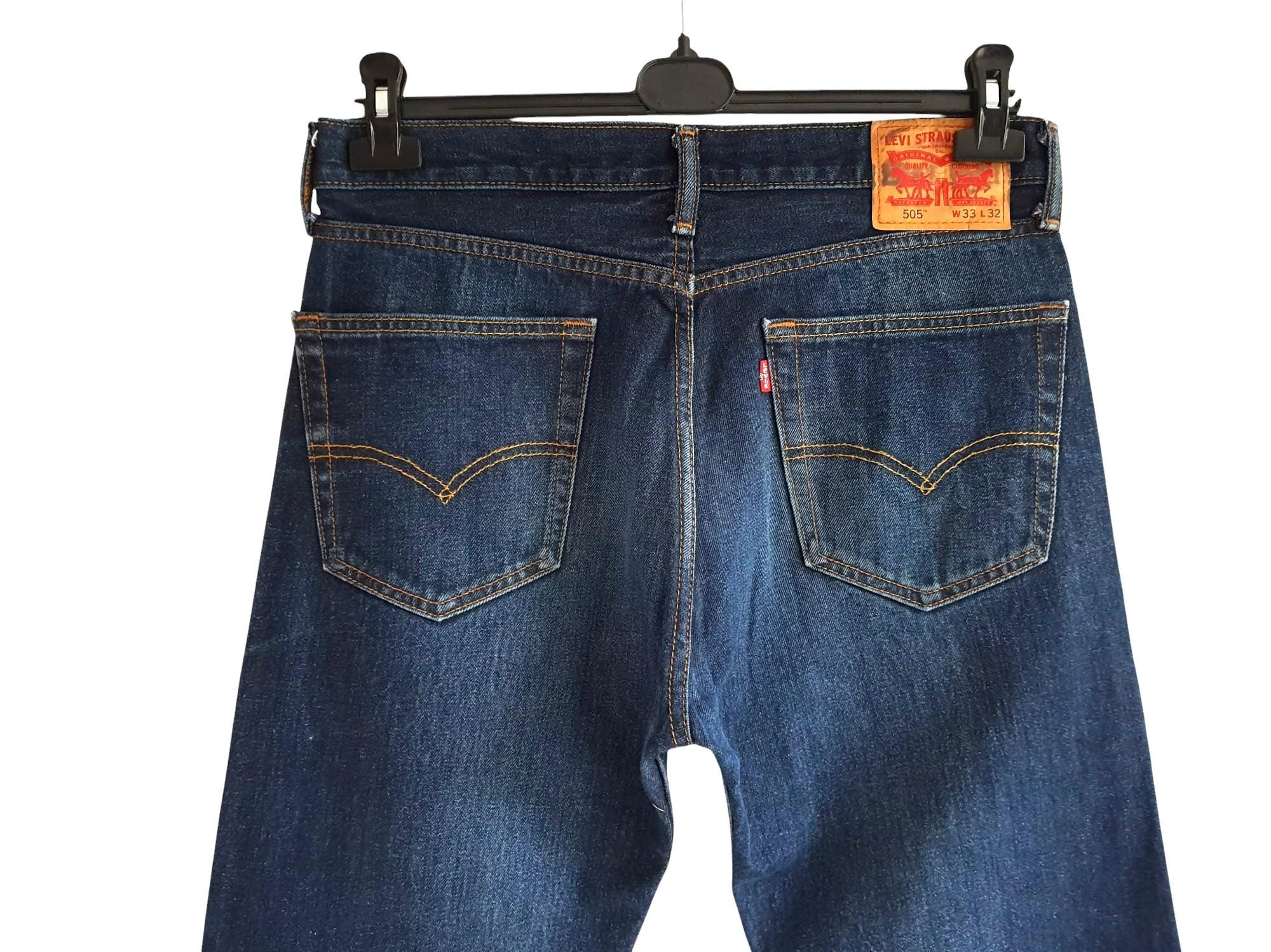 Levis 505 Jeans Dark Blue Denim Vintage Levi's Pants Size W33 L32