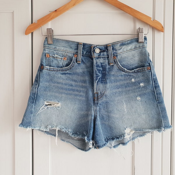 Vintage Levis 501 Shorts Summer High Waist Blue Denim Levi’s Shorts Beach Grunge Rock n Roll Summer Size XXS W25