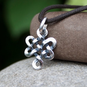 Endless Knot Necklace / 925 Sterling Silver/ Buddhist Eternity Infinity Knot Pendant /Tibetan jewelry