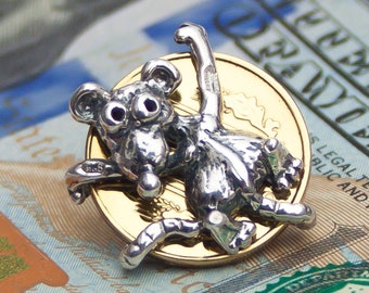 Money Amulet Mouse Rat on Coin. 925 Sterling Silver Charm. Talisman for Attracting Wealth. Gift for Money