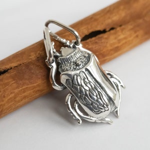 Scarab necklace 925 Sterling silver Egyptian scarab pendant Protection amulet Egyptian beetle pendant Bug scarab jewelry Symbolic necklace