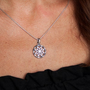 Alatyr pendant 925 Sterling Silver Slavic Protection Amulet for Women Celtic Pagan Star necklace Symbol of Life