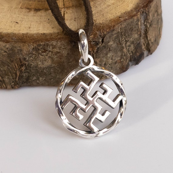 Thunder cross Sterling Silver necklace Kolovrat pendant Neopagan norse jewelry Slavic Esoteric occult symbols Energy amulet for Men Women