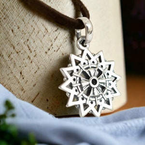 Erzgamma Star Dodecagram 12 Pointed Lucky Star Sterling Silver Pendant Necklace Ancient Protection amulet Sacred Geometry Christian Jewelry