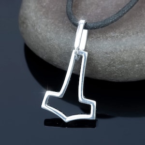 Simple Thor Hammer Mjolnir Necklace - 925 Sterling Silver - Open CutOut Viking Ax Pendant - Minimalist Norse Jewelry for Men Women