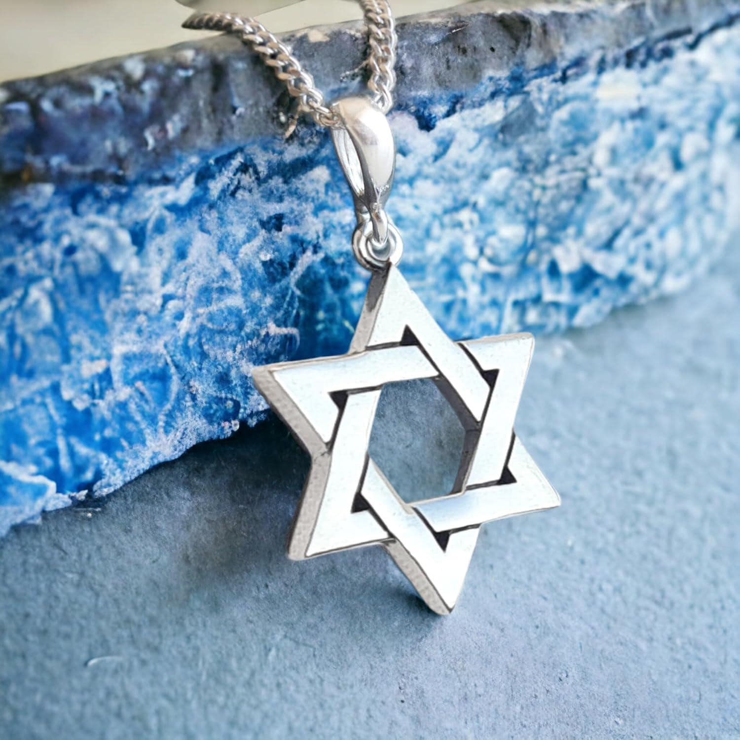 Collana Uomo Stella Di David Chai In Argento 925 Con Finitura Texture Vintage - Lunghezza 20 Pollici