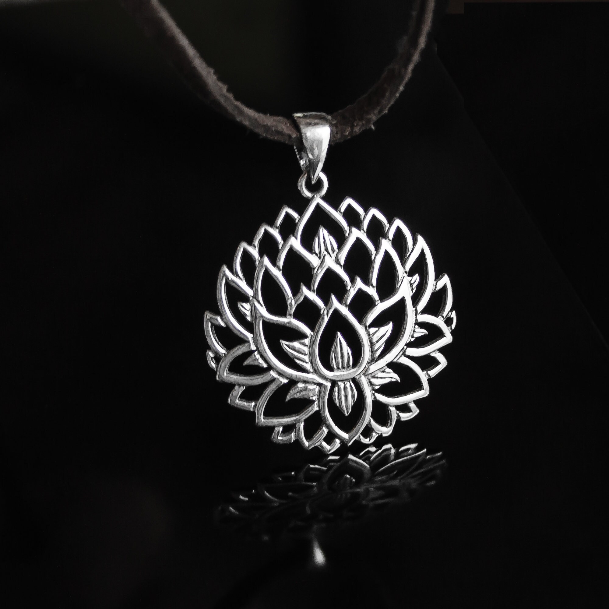 Lotus Flower Pendant Necklace/ 925 Sterling Silver / Spiritual Etsy
