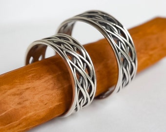 Celtic Knot ring - 925 Sterling Silver - Viking Pagan Wedding Band Rings - Norse Thumb ring for Men Women