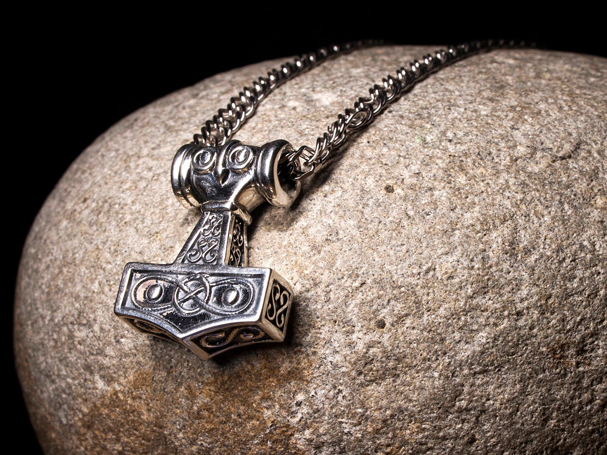 Thor Hammer Replica Sterling Silver Pendant Necklace Mjolnir Etsy