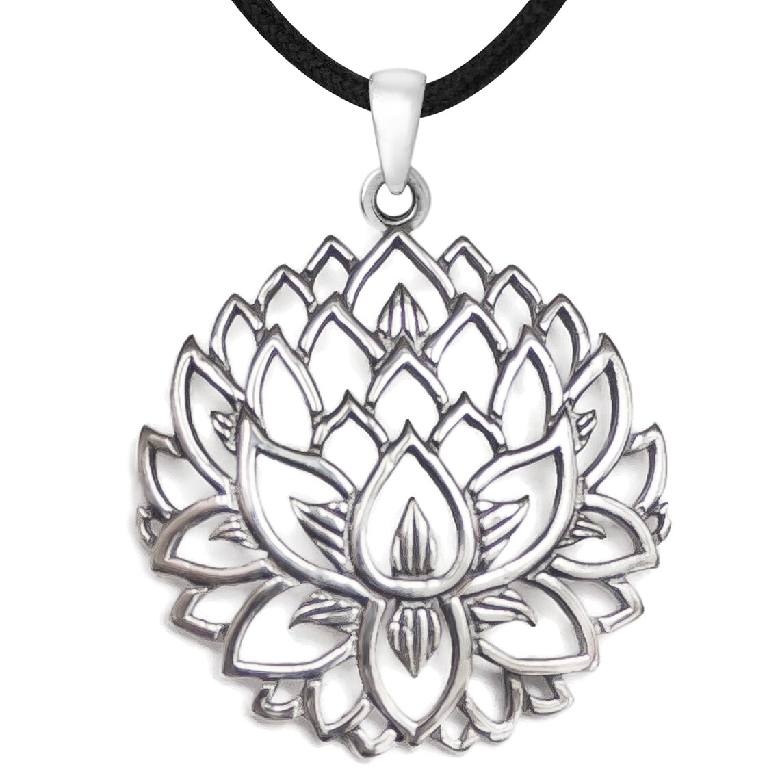 Lotus Flower Pendant Necklace/ 925 Sterling Silver / Spiritual Etsy