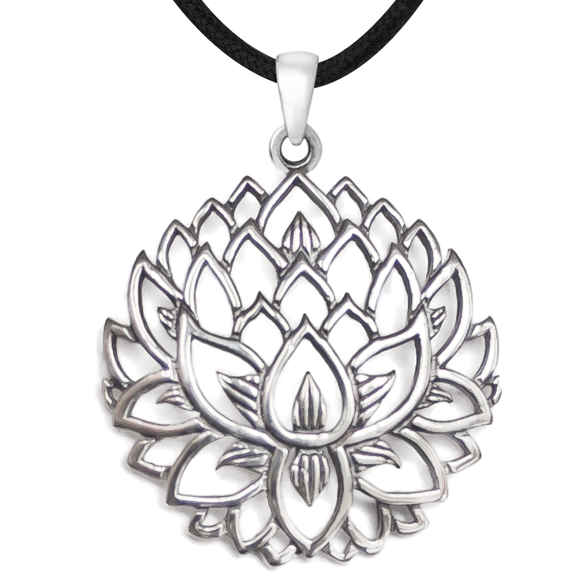 Lotus Flower Pendant Necklace/ 925 Sterling Silver / Spiritual | Etsy