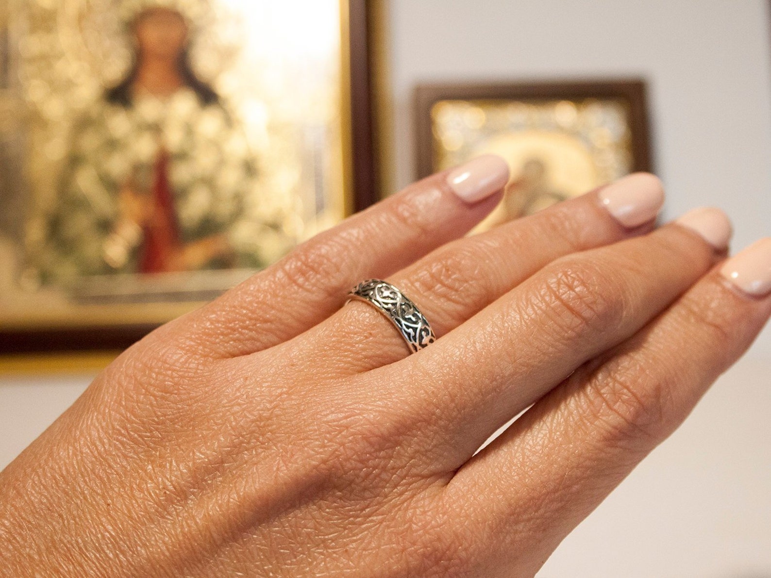 Russian Orthodox Christian Sterling Silver Wedding Band Ring Etsy