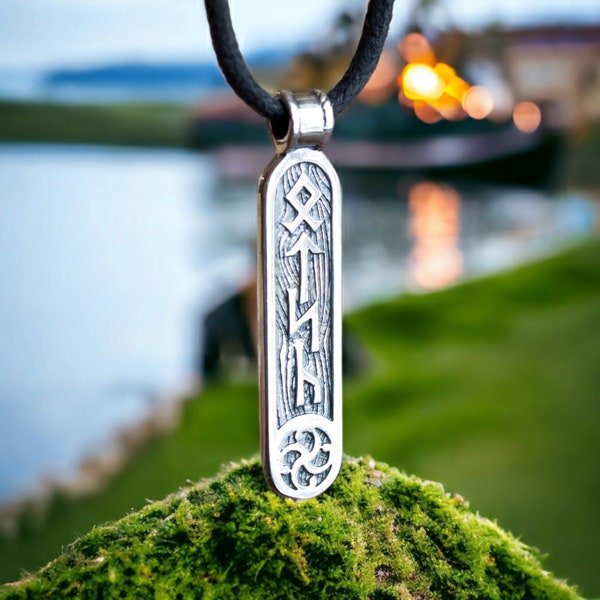 Viking Rune Pendant Necklace - Runic Formula Amulet Talisman for Men - Norse Nordic Jewelry - 925 Sterling Silver