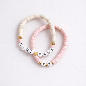 Girl Mama Bracelet Set, Girl Mama Gift Ideas, Baby Girl Baby Shower Gift, Girl Mama Mother's Day Gift Idea, New Girl Mom Gift imagem 2