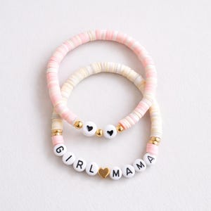 Girl Mama Bracelet Set, Girl Mama Gift Ideas, Baby Girl Baby Shower Gift, Girl Mama Mother's Day Gift Idea, New Girl Mom Gift imagem 1
