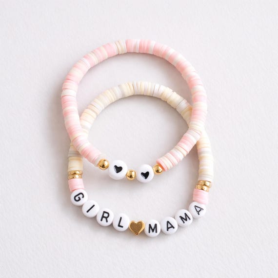 Girl Mama Bracelet Set, Girl Mama Gift Ideas, Baby Girl Baby Shower Gift, Girl Mama Mother's Day Gift Idea, New Girl Mom Gift