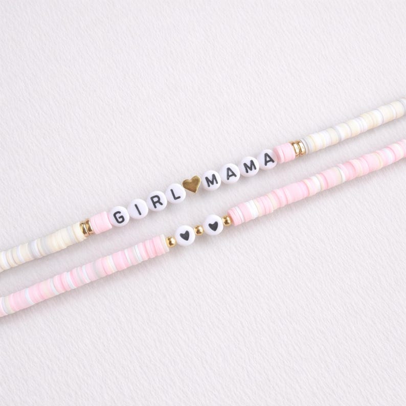 Girl Mama Bracelet Set, Girl Mama Gift Ideas, Baby Girl Baby Shower Gift, Girl Mama Mother's Day Gift Idea, New Girl Mom Gift imagem 3