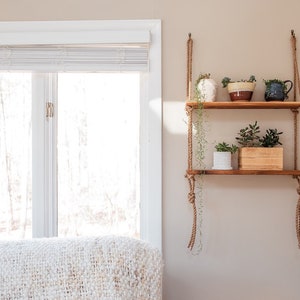 CUSTOM / Cedar / Rope / Hardware / Minimalist / Hanging Shelf Unit