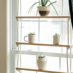 CUSTOM / Poplar / Rope / Hardware / Minimilist / Hanging Shelf Unit