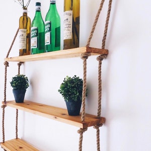 3-Tier Cedar / Custom Rope / Hanging Shelf