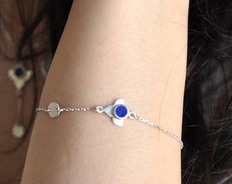 Silver Bracelet High Quality Earth Mined Lapis Lazuli