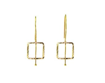 Gold Plated Silver Handmade Earrings, Simple, chic gold earrings and necklace set
