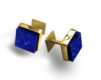 18kt gold plated Silver square Cufflinks, elegant gift for men