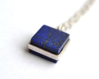 High Quality Square Lapis Lazuli Pendant on 925 Sterling Silver, square lapis lazuli pendant handmade