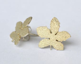 Maple Leave Handmade 925 Sterling Silver or 18kt Gold Plated Silver Stud Earrings, Stock Clearance, Last Chance, 20% Sale
