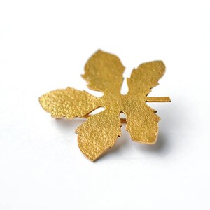 Leaf shaped gold plated sterling silver Brooch