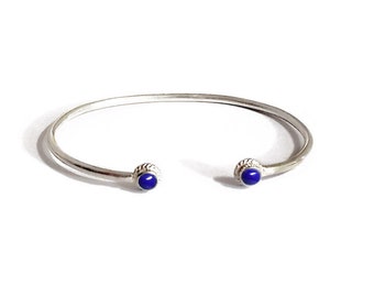 925 Sterling Silver Lapis Lazuli Cuff, Turquoise 925 Sterling Silver Cuff, Light silver cuff with natural stone for everyday wear
