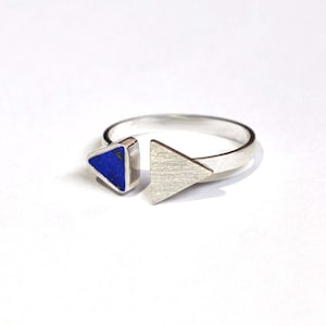 Doppel Triable Lapis Lazuli 925 Sterling Silber Einstellbar Ring