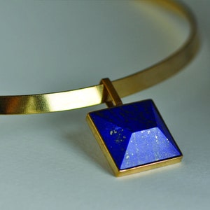 Lapis Lazuli Gold Plated Brass Choker, Lapis Lazuli Necklace Gold Plated Brass