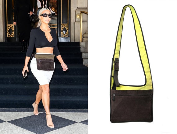 MIU MIU f/w 1999 Brown Suede and Lemon Green Cross