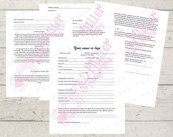 Hochzeitsfotografie Vertragsvorlage | Kundenvereinbarung (PDF)