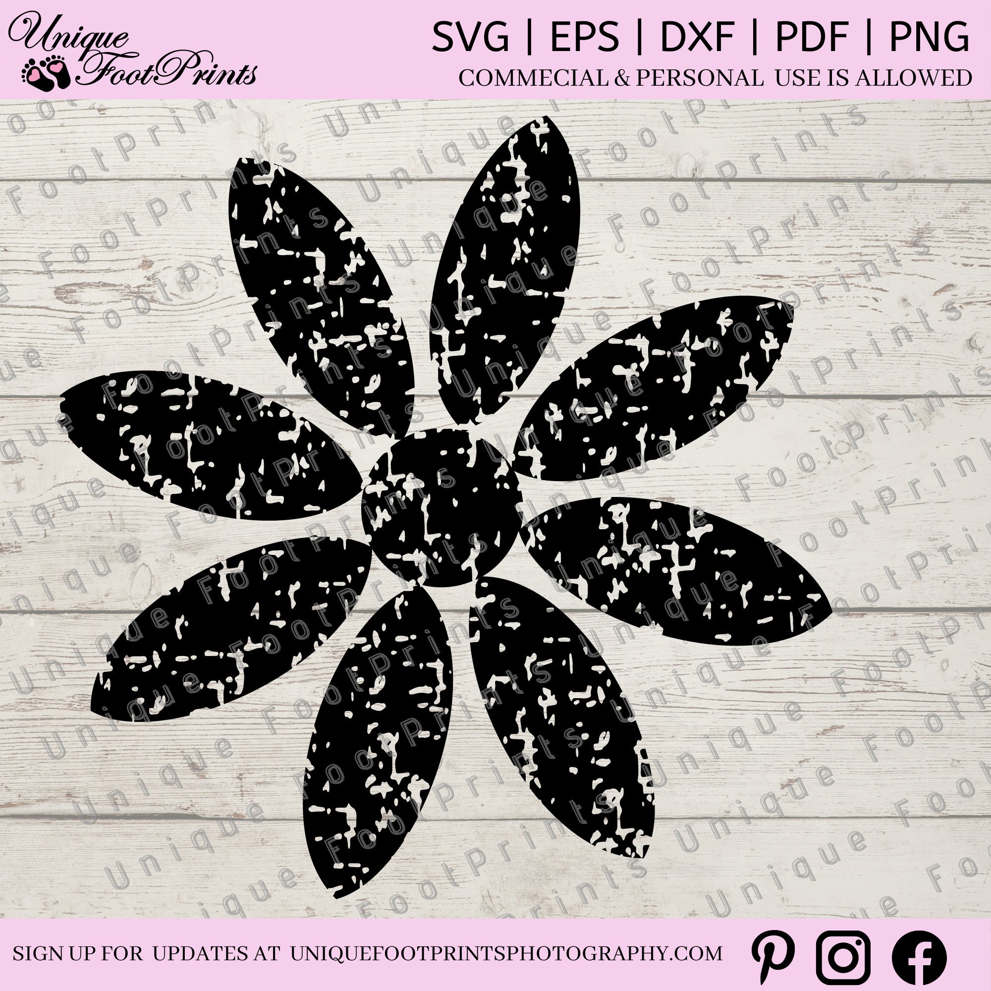 Grunge Daisy SVG – Distressed Flower Cut File (pdf, Png, Eps) - Etsy