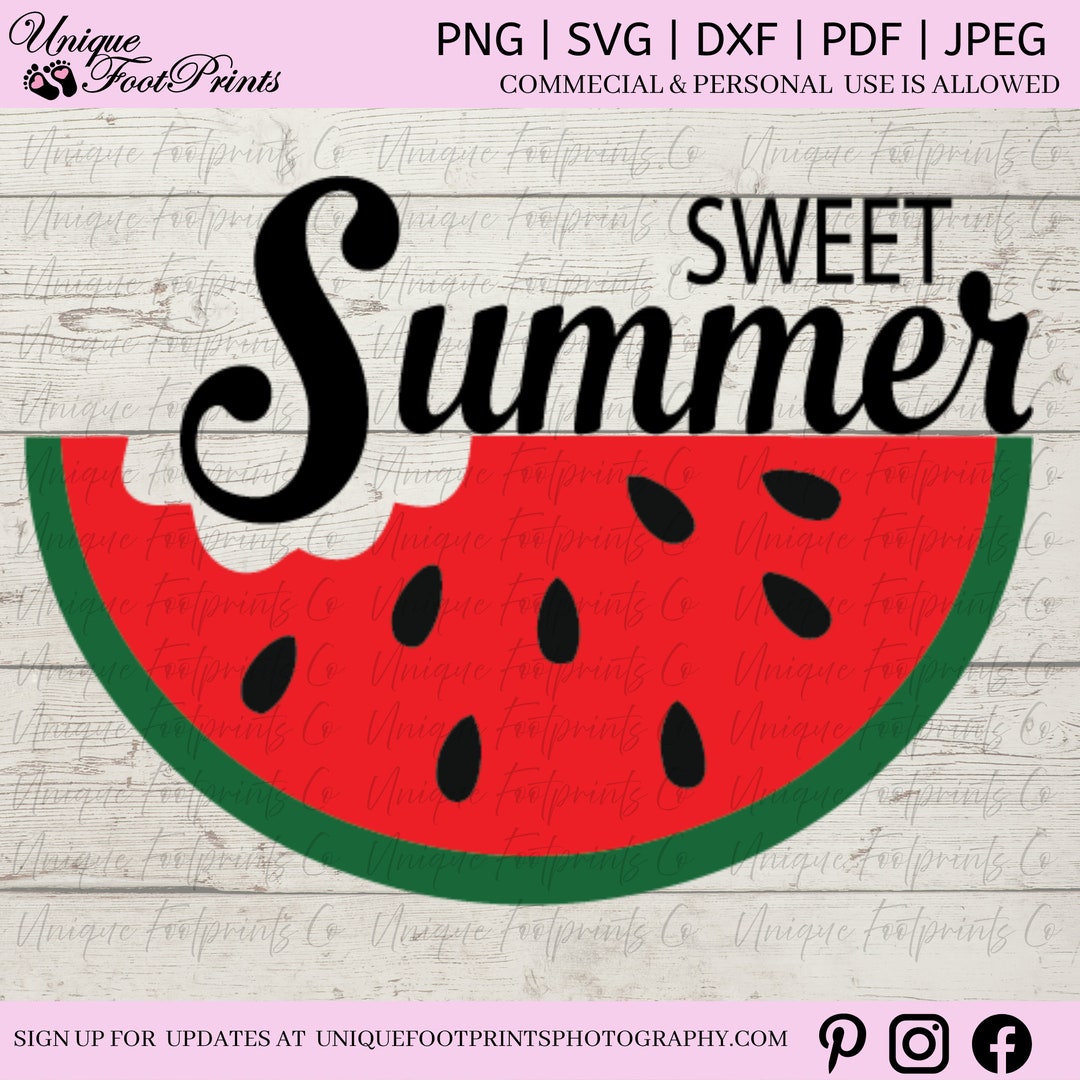 Hello Summer Watermelon Sign, Digital Download, Round Door Hanger Svg ...