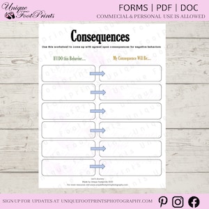 Consequences-consequence chart-Consequence for my own action-consequence autism- consequence sheet-education-autism-visual consequence