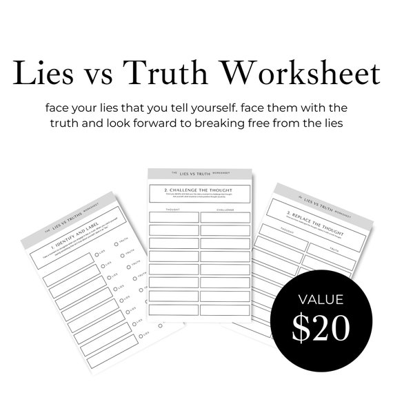 Negative Talk, Lies Vs Truth Worksheet, Lies Vs Truth Worksheets, Negative  Thoughts, Mental Health Worksheets, Social Skills, Worksheets - Etsy