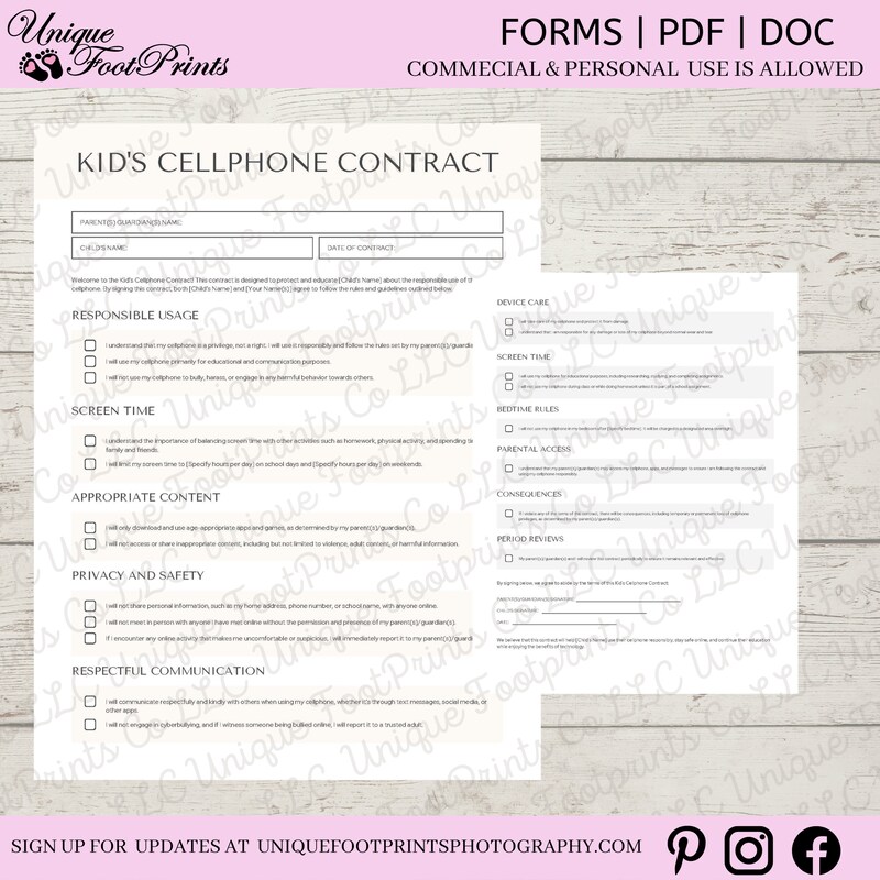 Parent Teen Contract - Etsy