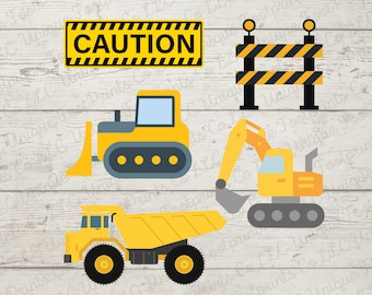 Construction Vehicles Clipart – Trucks, Bulldozer SVG (Digital Download)