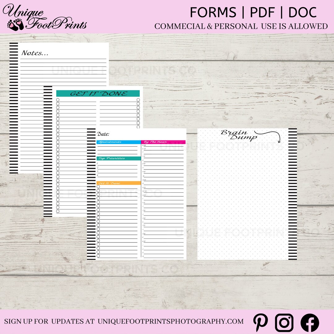 Planners Insert, Calendars, Todo List, Notes, Planner Printable