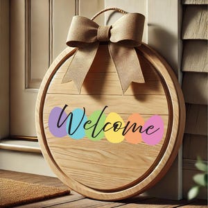Welcome Peeps Svg | Kids Easter Svg | Easter Peeps Svg | Round Door Hanger Svg | Easter Welcome Sign | Easter Bunny Svg | Peeps Png