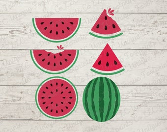 Vattenmelon SVG Clipart | Sommarfrukter Klippfiler (Digital Nedladdning)